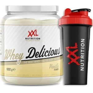 XXL Nutrition - Whey Delicious Incl. Shaker! - 80% Eiwit - Vanille - Wei Eiwitpoeder met BCAA & Glutamine, Proteine Poeder, Eiwit shake, Whey Protein - Diverse Smaken - 1000 gram (33 shakes)