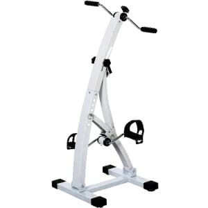 1 Hometrainer-hometrainer fiets-wit - compacte stationary exercise bike met verstelbare weerstand-hand bike voor armen en benen-ideaal als pedal exerciser for seniors thuis of in de zorg