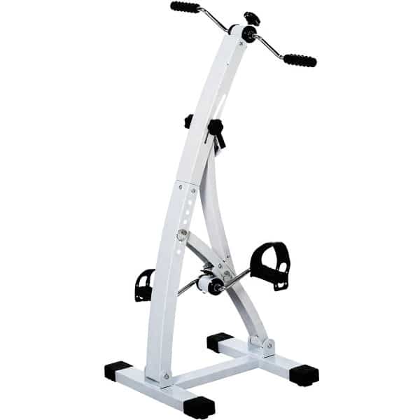1 Hometrainer-hometrainer fiets-wit - compacte stationary exercise bike met verstelbare weerstand-hand bike voor armen en benen-ideaal als pedal exerciser for seniors thuis of in de zorg