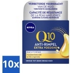 10 x NIVEA - Nachtcrème - Q10 Extra Voedend - Voor droge huid - Anti-Rimpel - Met Creatine - 50 ml - Rimpels - Fijne Lijntjes - Huidveroudering - Q10 Crème