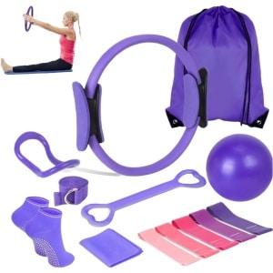 13-Delig Pilates Set voor Thuisworkouts - Inclusief 25 cm Bal, Yoga Ring en Weerstandsbanden - Complete Pilates Accessoires voor Balans en Krachttraining