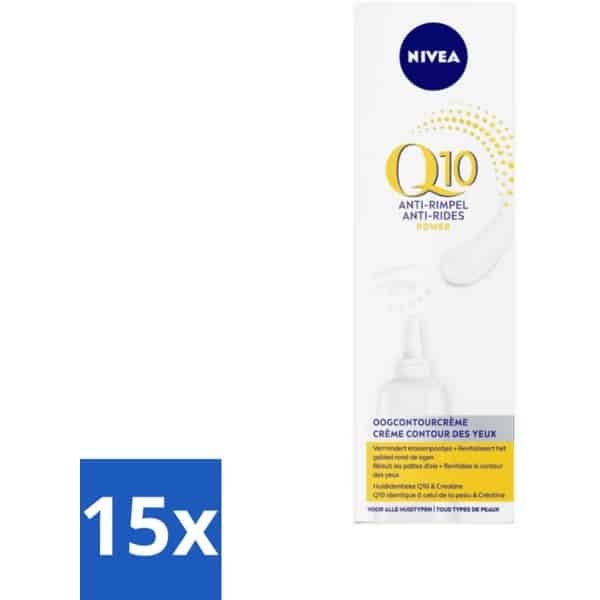 15 x NIVEA - Oogcrème - Q10 POWER - Tegen donkere kringen & rimpels - Voor alle huidtypen - Met Q10 & Creatine - 15 ml - Kraaienpootjes - Anti-aging - Oogverzorging - Q10 - Creatine