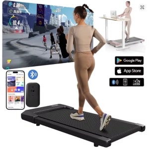 2-in-1 Walking Pad Loopband - Draagbare Loopband voor Thuis & Kantoor - Bluetooth App & Afstandsbediening - Stille Desk Treadmill tot 6 KM/U - 300 LBS Capaciteit