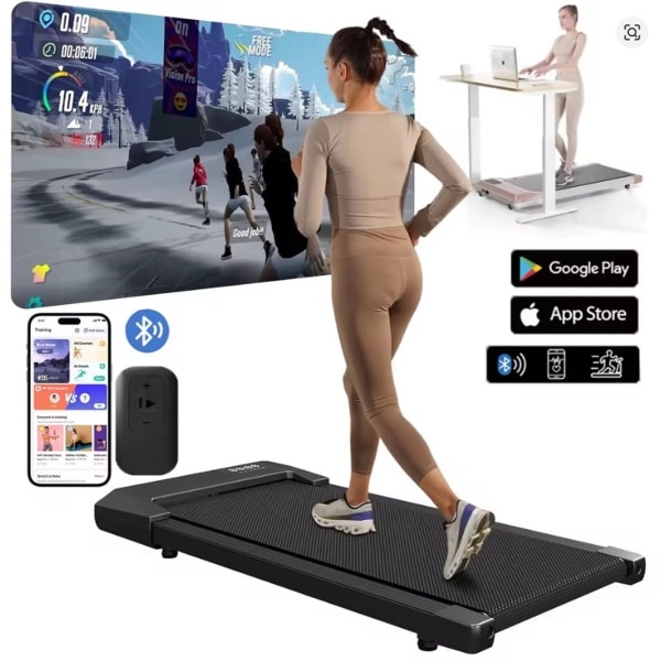 2-in-1 Walking Pad Loopband - Draagbare Loopband voor Thuis & Kantoor - Bluetooth App & Afstandsbediening - Stille Desk Treadmill tot 6 KM/U - 300 LBS Capaciteit
