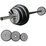 20 kg halterset - veergesloten halterstangen - 6 halterschijven - 140 cm halterstangen - gewichtheffen - fitness-krachttraining - nekbescherming - antislip - beschermende bodem