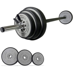 20 kg halterset - veergesloten halterstangen - 6 halterschijven - 140 cm halterstangen - gewichtheffen - fitness-krachttraining - nekbescherming - antislip - beschermende bodem