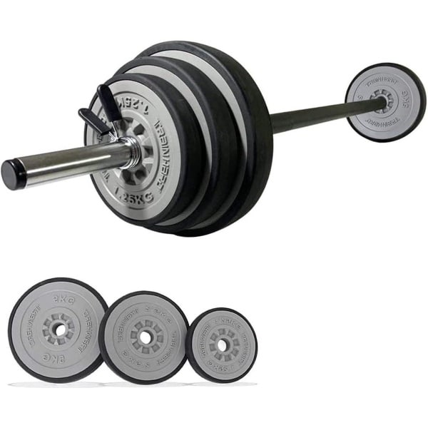 20 kg halterset - veergesloten halterstangen - 6 halterschijven - 140 cm halterstangen - gewichtheffen - fitness-krachttraining - nekbescherming - antislip - beschermende bodem