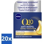 20 x NIVEA - Nachtcrème - Q10 Extra Voedend - Voor droge huid - Anti-Rimpel - Met Creatine - 50 ml - Rimpels - Fijne Lijntjes - Huidveroudering - Q10 Crème