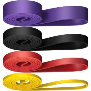 4-delige fitness elastische band pull-up weerstandsband krachttraining - geel + rood + zwart + paars