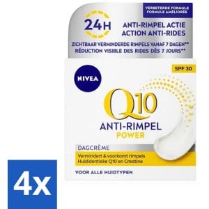 4 x NIVEA - Q10 POWER Dagcrème - Anti-Rimpel Crème - SPF 30 - Voor alle huidtypen - Met Q10 & Creatine - Collageenversterker - 50 ml - Anti-rimpel Crème - Dagcrème - NIVEA Q10 - Collageen Booster - SPF 30