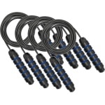 4 x WM Sports Springtouw verzwaard - Touwtje springen - Rope skipping - Jump rope - Speedrope - Verstelbaar - Voor volwassenen en kinderen - Sport springtouw - Fitness, crossfit en boksen - Staaldraad - Foam handvaten - Lengte 280 cm - Zwart en blauw