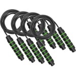 4 x WM Sports Springtouw verzwaard - Touwtje springen - Rope skipping - Jump rope - Speedrope - Verstelbaar - Voor volwassenen en kinderen - Sport springtouw - Fitness, crossfit en boksen - Staaldraad - Foam handvaten - Lengte 280 cm - Zwart en groen