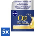 5 x NIVEA - Nachtcrème - Q10 Extra Voedend - Voor droge huid - Anti-Rimpel - Met Creatine - 50 ml - Rimpels - Fijne Lijntjes - Huidveroudering - Q10 Crème
