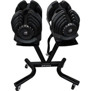 AJ-Sports Verstelbare dumbell set 2x 40kg met verrijdbare opbergstandaard - - 5 t/m 40kg - Gewichten - Dumbell Set - Gewichten set - Halterset - Fitness gewichten - Krachttraining - Fitness - Zwart