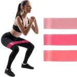 Allecto Plus - Set van 3 fitnessbanden voor pilates, fysiotherapie en yoga - Lang elastisch, billelastisch - Krachttraining, flexibiliteit en rek - 3 weerstandsniveaus