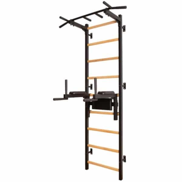 BenchK Klimrek Set 722 Zwart - Multifunctioneel Klimrek met Optrekstang en Dip Bars - Metalen Frame & Beukenhout - Krachttraining & Gymnastiek - Max. 150 kg
