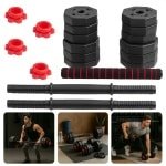 Cheqo® Verstelbare Dumbbell Set - Halterset Gewichten - Dumbbells En Halterstang - Fitness Gewichten - Krachttraining Thuis - Multifunctionele Gewichten Set - Dumbbell Set 19 Stuks - Barbell Maken - Gewichten Van 1,25 Tot 2 kg