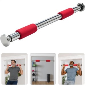 Cheqo® Verstelbare Optrekstang - Pull Up Bar - Deurpost Montage - Krachttraining Thuis - Chin Up Bar - Foam Handgrepen - Maximaal 100 Kg - Fitness Thuis - Optrekstang Deurpost - Krachttraining - Zonder Schroeven - Verstelbaar