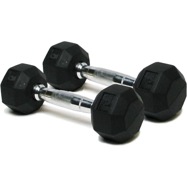 Deluxe rubberen gecoate handgewichten - multifunctionele kleurgecodeerde halter voor krachttraining (set van 2) - 5 lbs