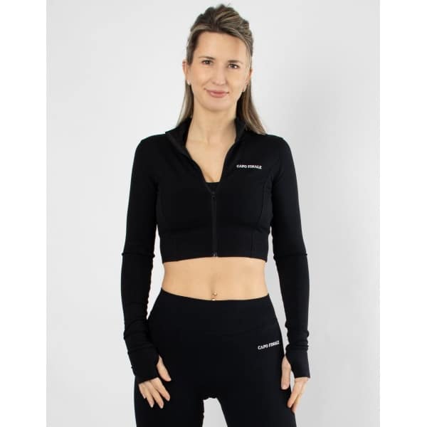 Divinity Zipper Crop Top | CAPO FINALE - Zipper | S | Kleur Black | Sportkleding | Activewear | Gymkleding | Fitnesskleding | Sportoutfit | Fitness | Hardlopen | Crossfit | Yoga | Pilates | Krachttraining