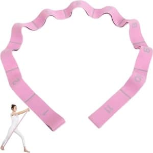 Elastische yoga-riem met 8/9/10/11 gespen voor pilates, fascia, krachttraining, lichaamsstretch, ballet, dans, fitness - Roze - 11 lussen
