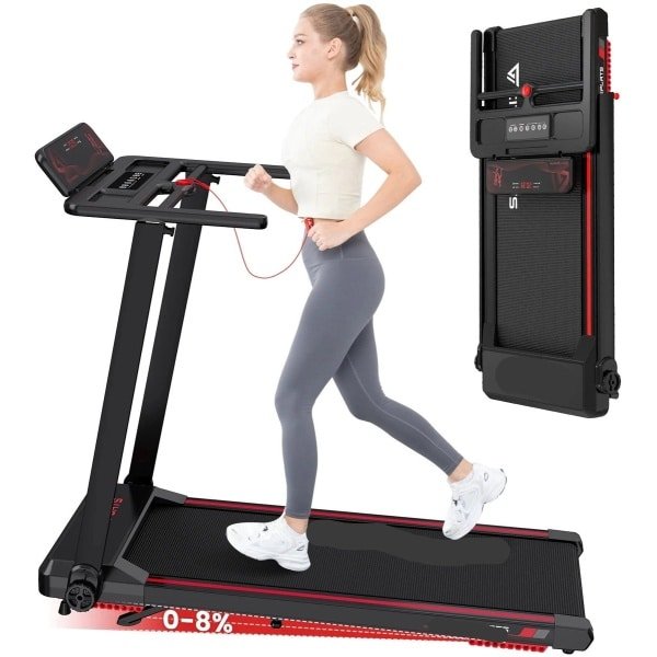 Elektrische Loopband - Loopbanden - Wandelband - Walking Pad - Hardloopband - Opvouwbare - Automatische Hellingshoek - 12 km/u - LED Display - Bluetooth & App Bediening - Zwart