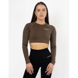 Eternity Long Sleeve Crop Top | CAPO FINALE - T-shirt crop top | L | Kleur Coffee | Sportkleding | Activewear | Gymkleding | Fitnesskleding | Sportoutfit | Fitness | Hardlopen | Crossfit | Yoga | Pilates | Krachttraining