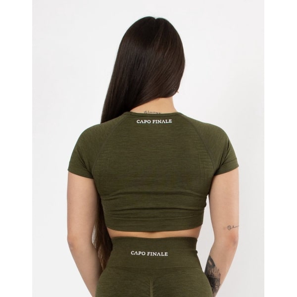 Eternity Short Sleeve Crop Top | CAPO FINALE - T-shirt crop top | L | Kleur Groen | Sportkleding | Activewear | Gymkleding | Fitnesskleding | Sportoutfit | Fitness | Hardlopen | Crossfit | Yoga | Pilates | Krachttraining
