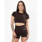 Eternity Short Sleeve Crop Top | CAPO FINALE - T-shirt crop top | S | Kleur Bruin | Sportkleding | Activewear | Gymkleding | Fitnesskleding | Sportoutfit | Fitness | Hardlopen | Crossfit | Yoga | Pilates | Krachttraining