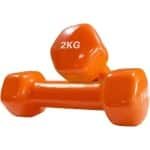 FOXFIT Dumbbells 2 x 2kg - Oranje Rubber Halters - Handgewichten voor Workout en Krachttraining