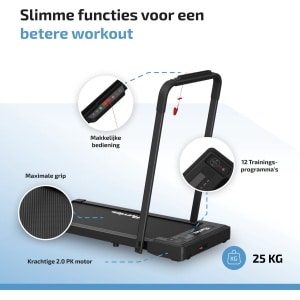 Flurriez Premium Loopband Inklapbaar - 1-12km/u - Bluetooth Speaker - Wandelband - Walking pad - Met Dempingsmat - Met Horloge - Workout App - Tablethouder - Treadmill - Zwart