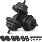 Halterset met 2 korte halters en gewichtsschijven voor krachttraining