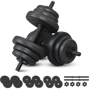 Halterset met 2 korte halters en gewichtsschijven voor krachttraining