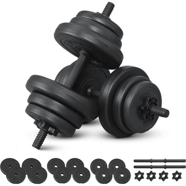 Halterset met 2 korte halters en gewichtsschijven voor krachttraining