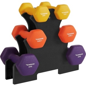 Halterset met houder - 3 paar - antislip vinyl oppervlak - voor fitness thuistraining - krachttraining - SONGMICS Dumbbell