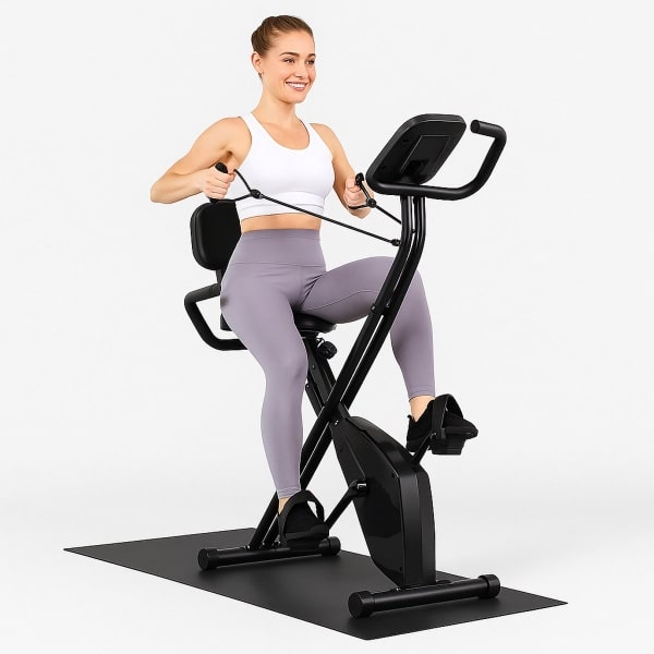HomeTrainer: [Home-fitness] - Fitness Fiets - Full Body - 8 Weerstanden - Hartslagsensoren - LCD Scherm - Opvouwbaar