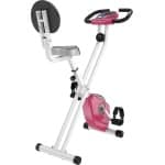 Hometrainer - Fitnessfiets - Ergometer - Trapkracht Trainer - Indoor Bike - 8-traps Magnetische Weerstand - Verstelbaar Zitje en Rugleuning - Roze/Wit - Stalen Frame - Compact Opvouwbaar