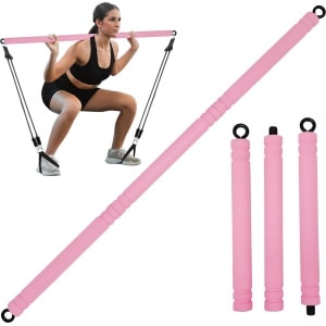 JGS ® Veelzijdige Trainingsstang met Weerstandsbanden voor Pilates en Krachttraining Thuis