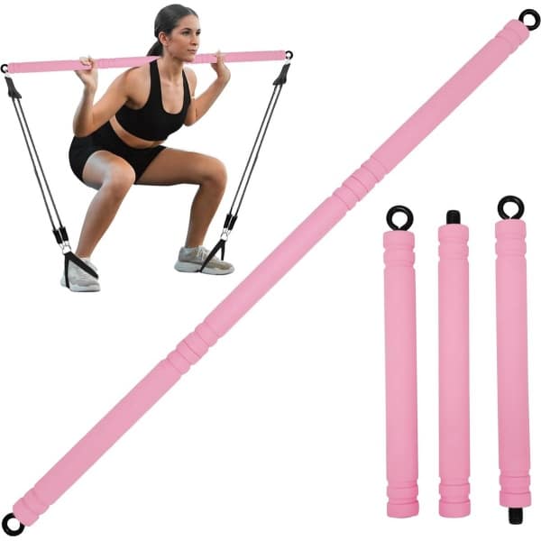 JGS ® Veelzijdige Trainingsstang met Weerstandsbanden voor Pilates en Krachttraining Thuis