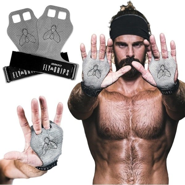 JerkFit Fly Grips - vegan 2-vinger handgrips voor pull-ups, CrossFit & gewichtheffen - maat XL