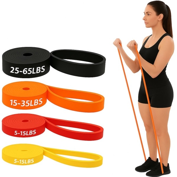 Jim24 Pull up bands - Weerstandsbanden - Resistance Bands - Fitness Elastiek - 4 banden - 4 Weerstanden - Fitness elastiek - Crossfit - Powerlifting banden - Sport - Fitness