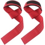 Katoenen Lifting Straps - Neopreen polssteun, anti-slip silicone - Veilige grip bij deadlift, gewichtheffen & krachttraining - Fitness & bodybuilding - Unisex - Rood - 1 paar