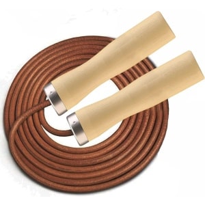 Leer Springtouw 360° Kogellager - Houten Handgrepen voor Fitness en Cardio Training