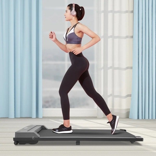 Loopband Onder Bureau - Volwassenen - Zilver - Staal & Kunststof - 120x53x12 cm - Afstandsbediening & LED Display - 1 Stuks - Compact & Stil