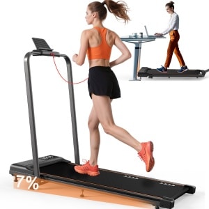 MettleMatic Loopband voor thuis - 1- 12 km/u - 2-in-1 Walking Pad met handgreep - 7% hellingsregeling en afstandsbediening - compacte loopband-bureau met schokabsorptie en rustig functionerend