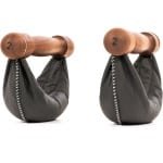 NOHRD Swing Dumbbells Walnoot 2kg Zwart - Luxe Halterset van Leer & Walnoothout - Per Paar - Functionele Krachttraining