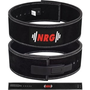 NRG powerlift riem - zwart - hefboomriem - gewichtheffen - powerlift belt - lever belt - krachttraining - krachttraining accessoires - fitness accessoires - powerlifting - body building - lifting belt - riem krachttraining - Barbelts