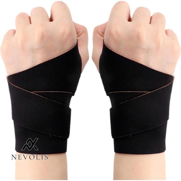 Nevolis Polsbandages 2 stuks voor peesontsteking linker- en rechterhanden mannen vrouwen dun ademend fitness krachttraining rijden zwart .