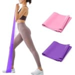 Oefenbanden - 2 stuks - 1,8 m/2 m - Weerstandsbanden - Siliconen oefenbanden - Krachttraining - Weerstand met verschillende sterktes - Geschikt voor training, fysiotherapie, stretchen, herstel, pilates, revalidatie en yoga - Roze en paars