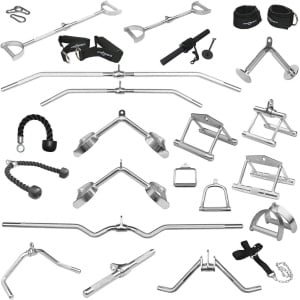 One-handgreep voor Krachttraining - Korte Trizepsgreep en Koordgreep - Zilver